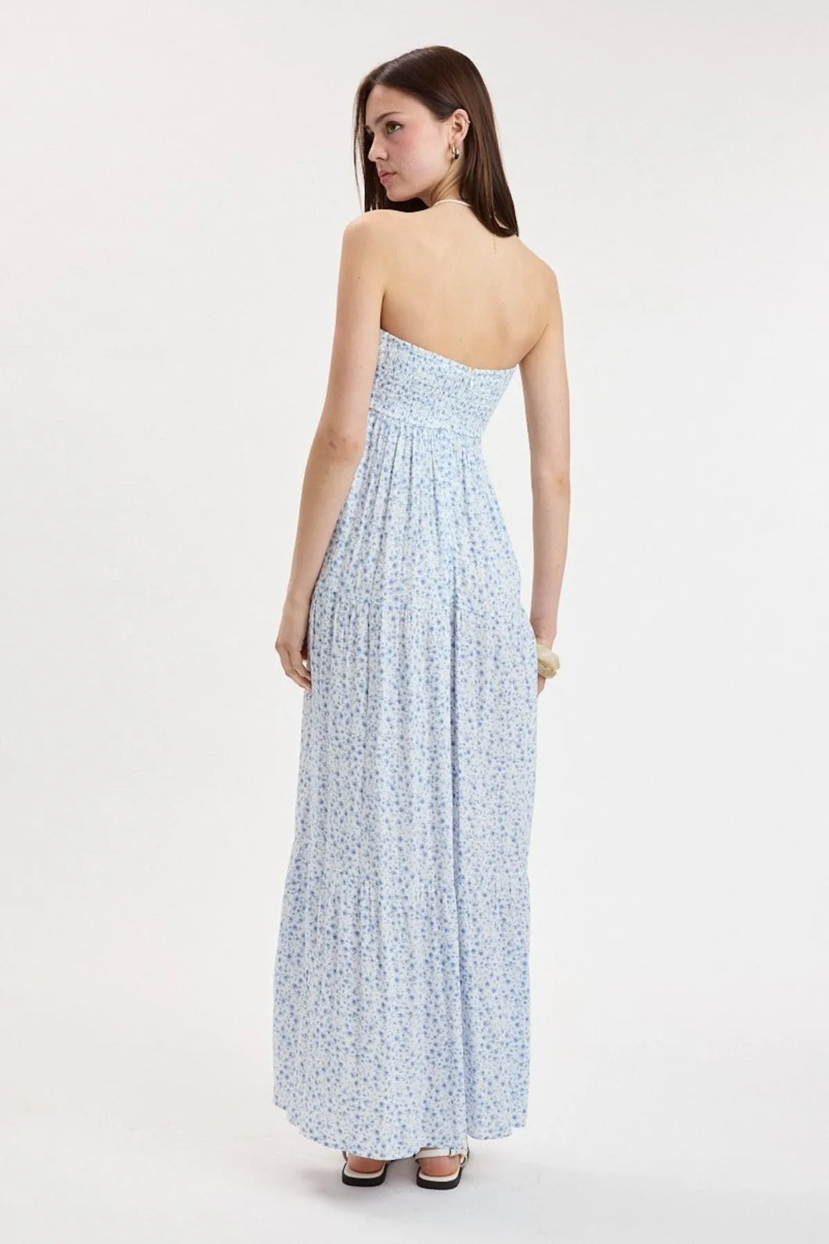 Selene Blue Ditsy Floral Strapless Maxi Dress sold by Boho Pink product image thumbnail 4