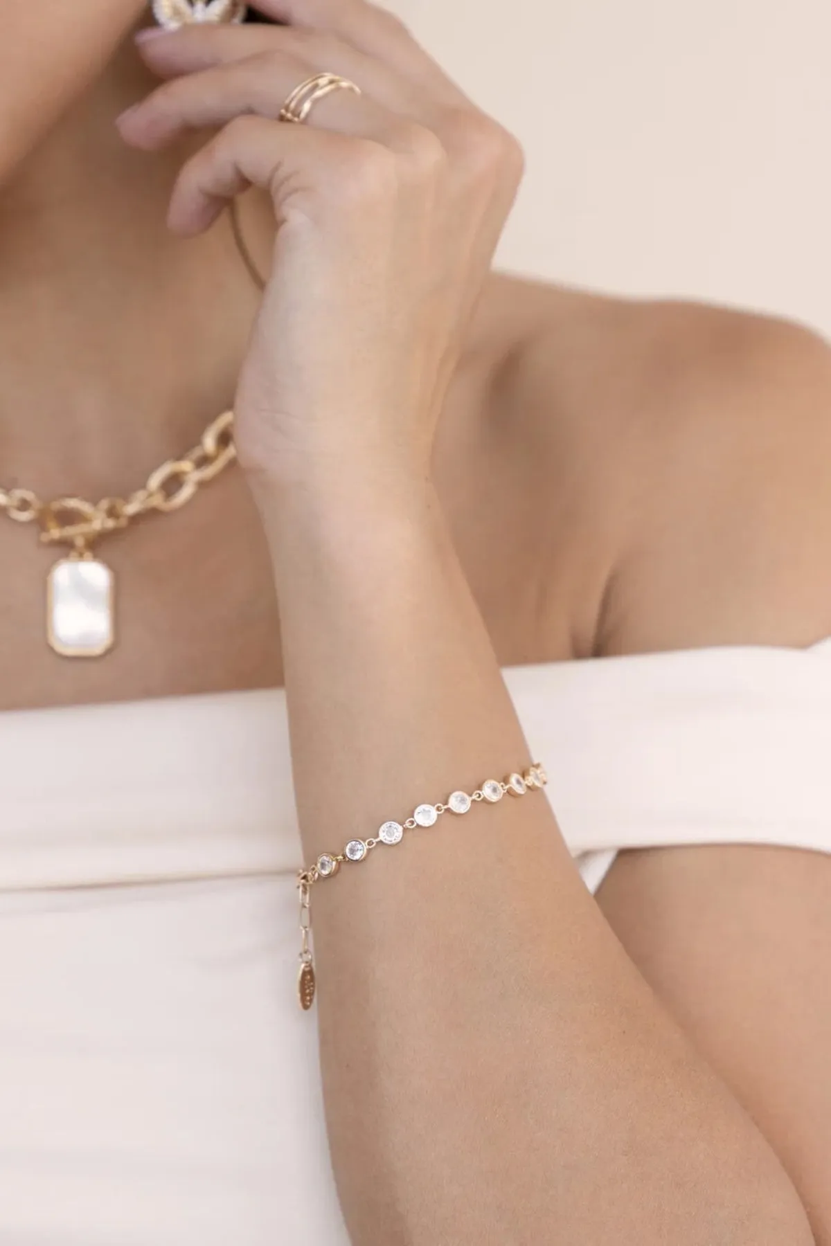 Ettika Everyday Gold Crystal Link Bracelet sold by Boho Pink