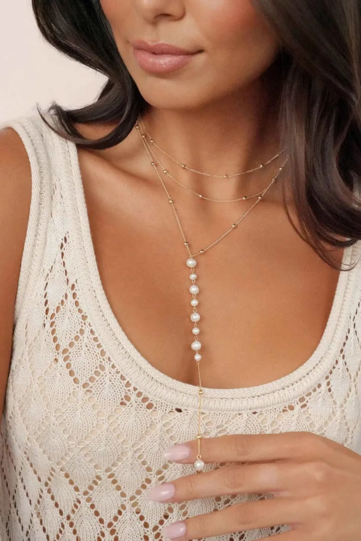 Ettika Coastal Pearl Lariat Necklace sold by Boho Pink