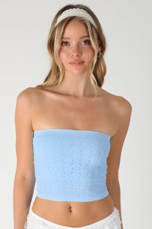 Nikibiki Light Blue Lace Tube Top made by Nikibiki