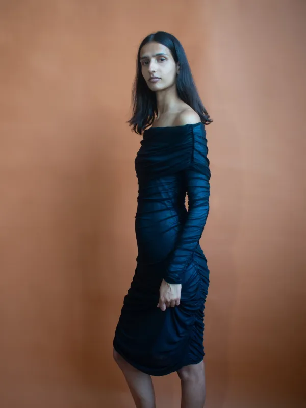Double Mesh Dress Long Sleeve made by FEBEN