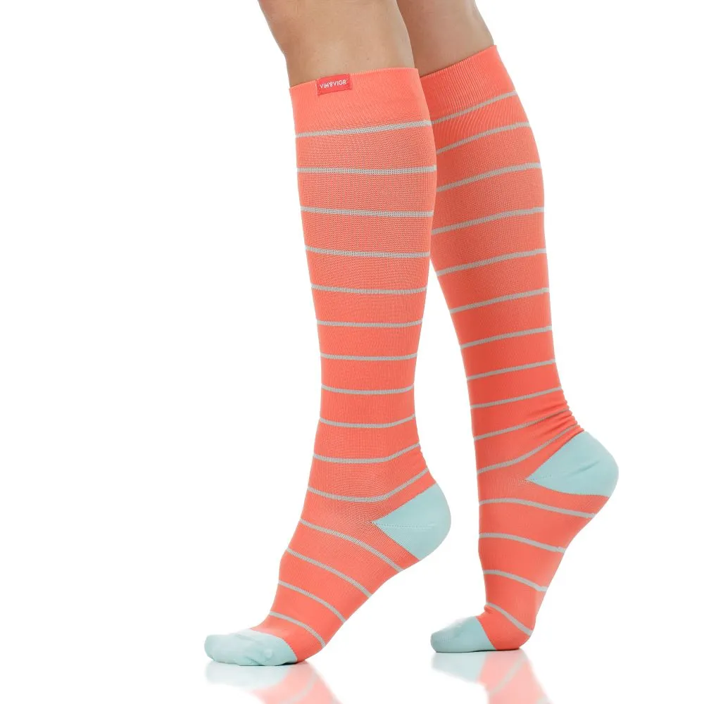 Nautical Stripe (Nylon - Seamless Toe Compression Socks) sold by VIM & VIGR
