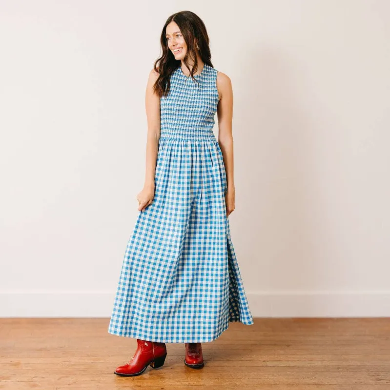 Blue Bay Gingham Marine Dress made by Sunshine Tienda