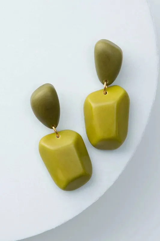 Kiwi Geo Earrings made by Maelu