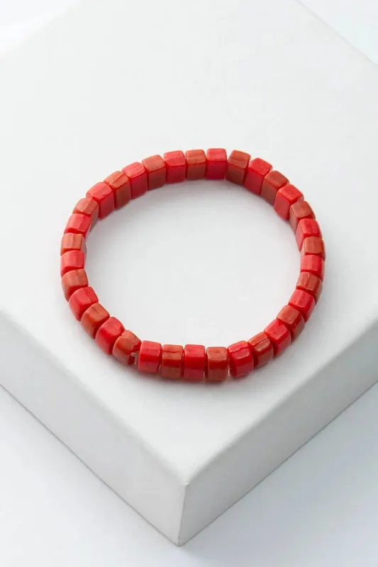 Opaque Glass Bracelet, Coral made by Maelu