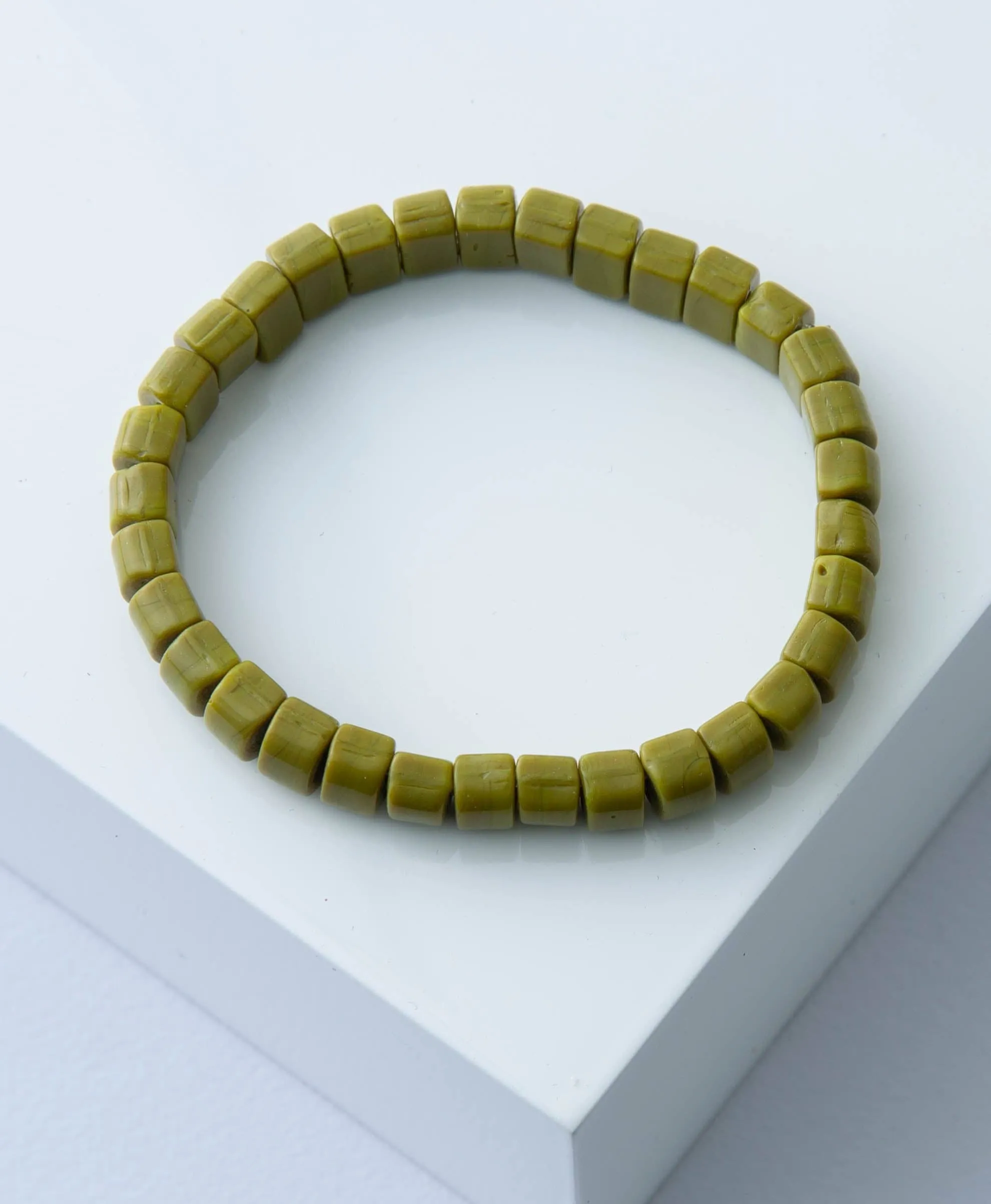 Opaque Glass Bracelet, Moss sold by Maelu