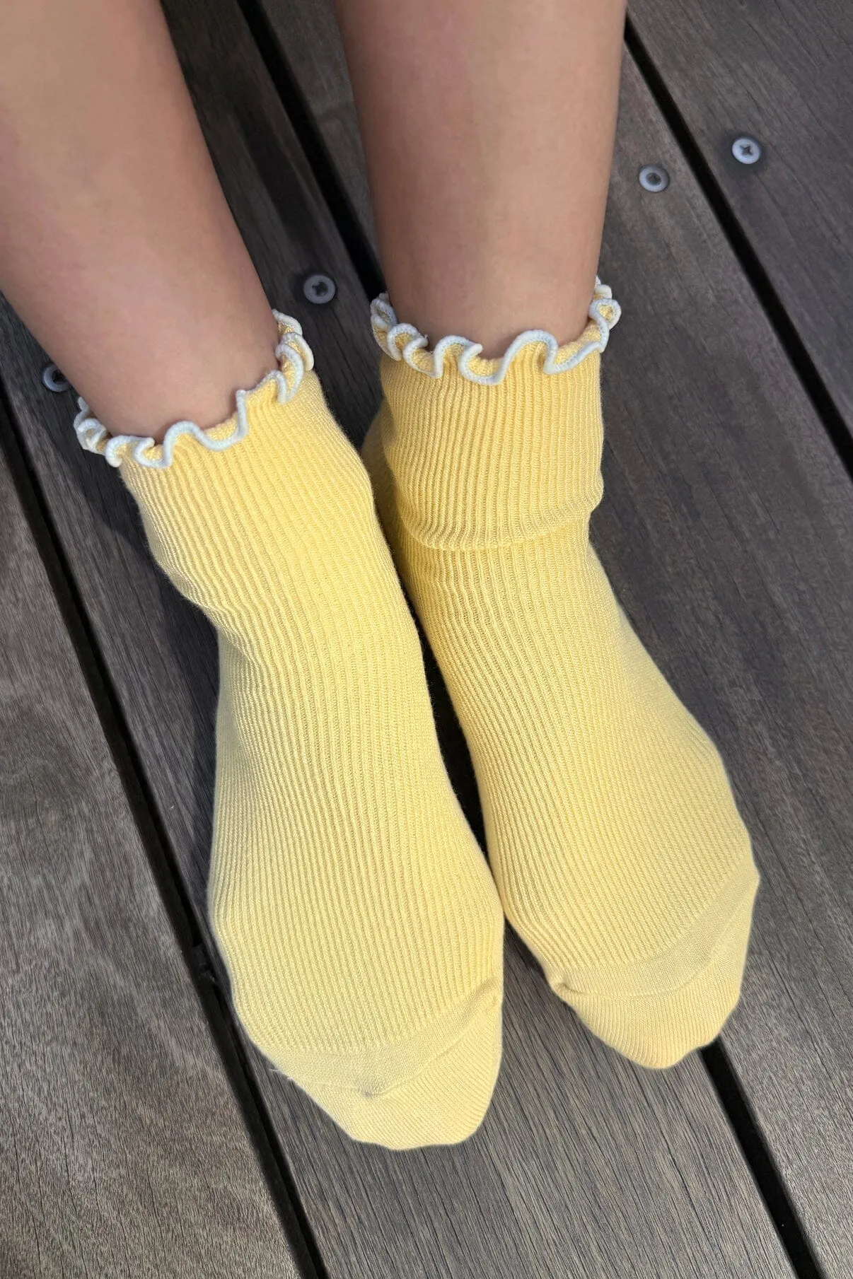 THE PETITE RUFFLED MODAL SOCKS - butter sold by Maelu product image thumbnail 2