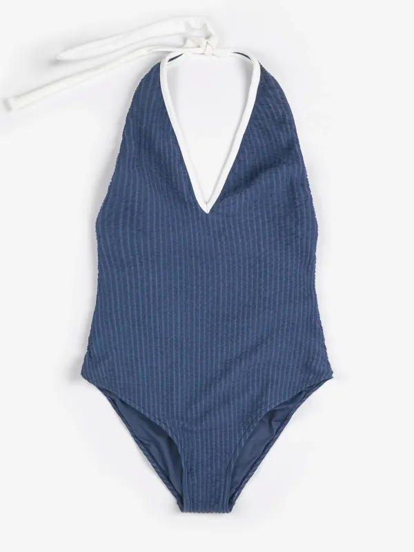 Cut-out Seersuker Swimsuit made by Bobo Choses