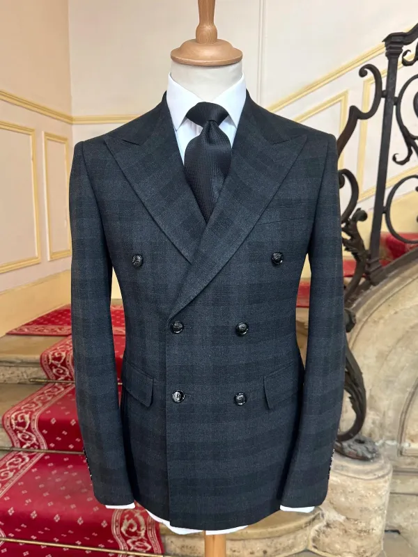 Costume Croisé Prince De Galles Flanelle Gris made by Zedby