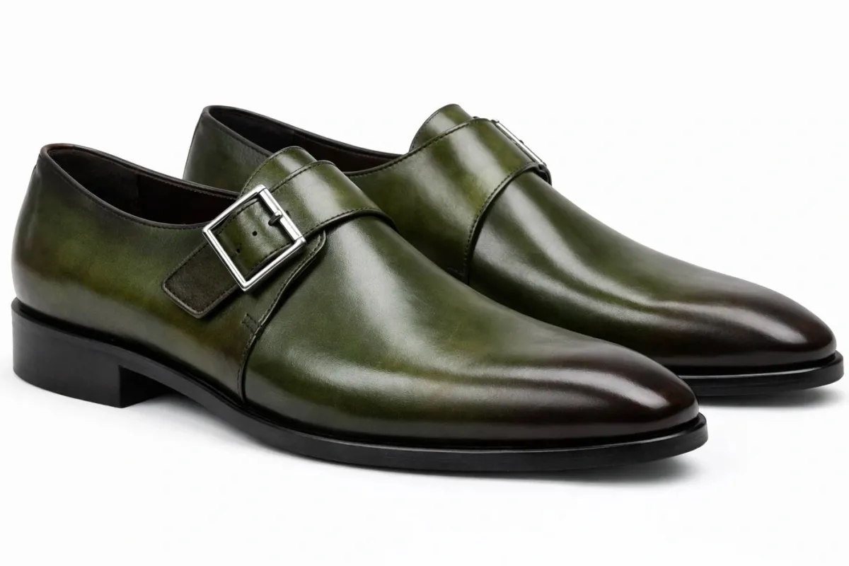 Chaussure Richelieu Cuir Vert SAINT-DENIS made by Zedby