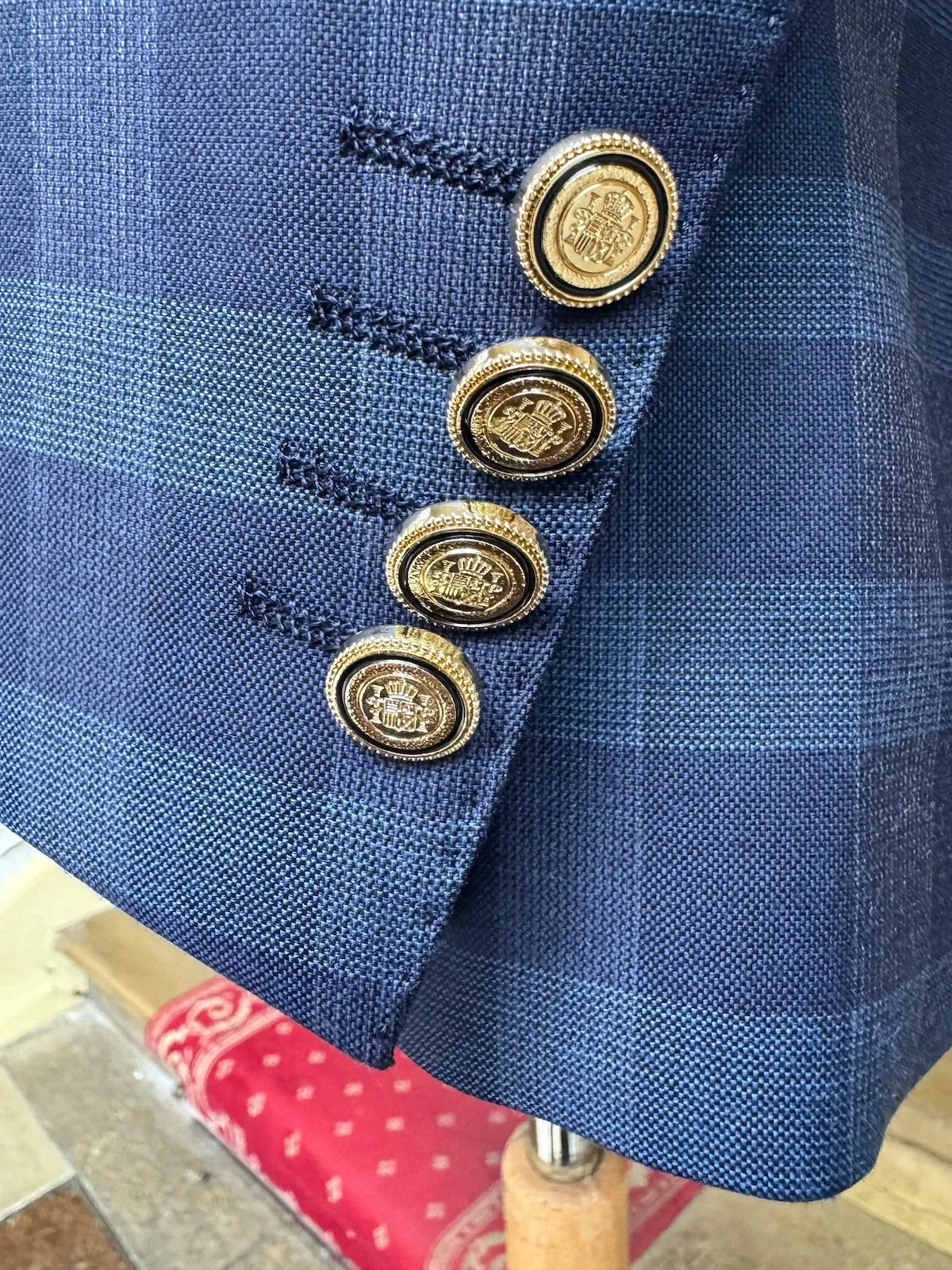 Veste Blazer Croisé Prince De Galles Bleu En Laine Froide sold by Zedby product image thumbnail 3