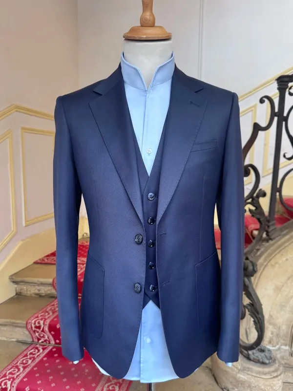 Costume Trois Pièces Bleu En Laine Froide made by Zedby