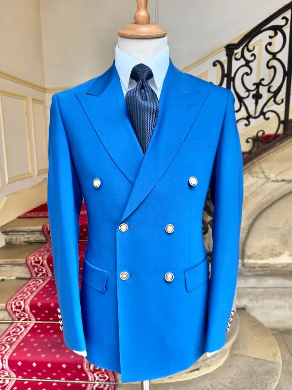 Veste Blazer Croisé Bleu En Laine Froide VICTORIA made by Zedby