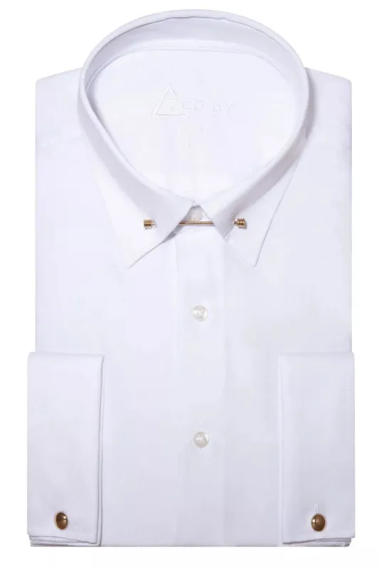 Chemise Blanche Col Pointe Barrette Dorée made by Zedby