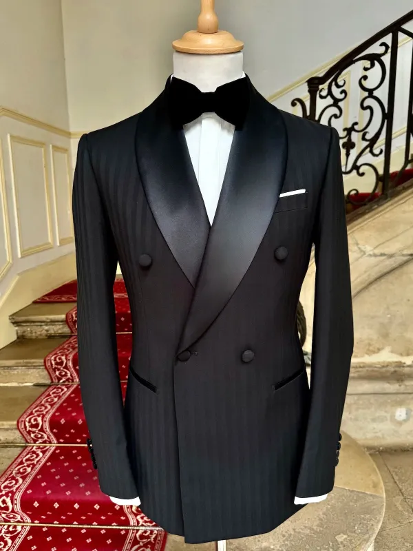 Smoking Croisé Noir Ton sur Ton made by Zedby