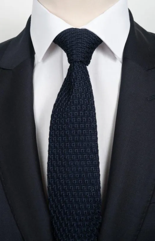 Cravate tricot bleu marine made by Zedby