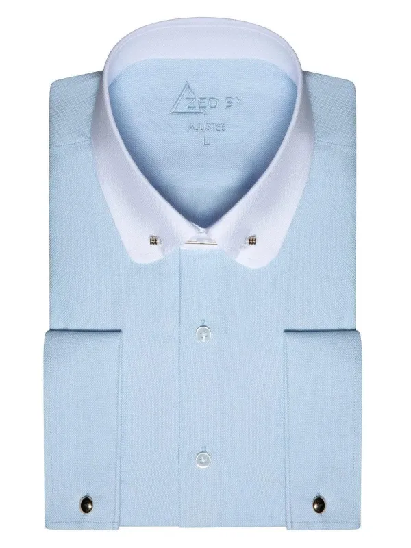 Chemise Col Barette Oxford Bleue Ciel made by Zedby