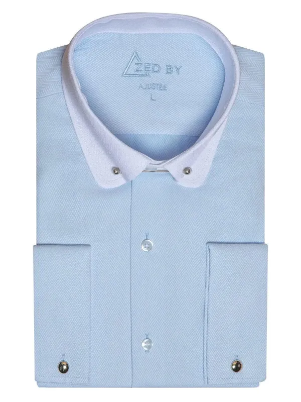 Chemise Col Barrette Chevron Bleue Ciel made by Zedby