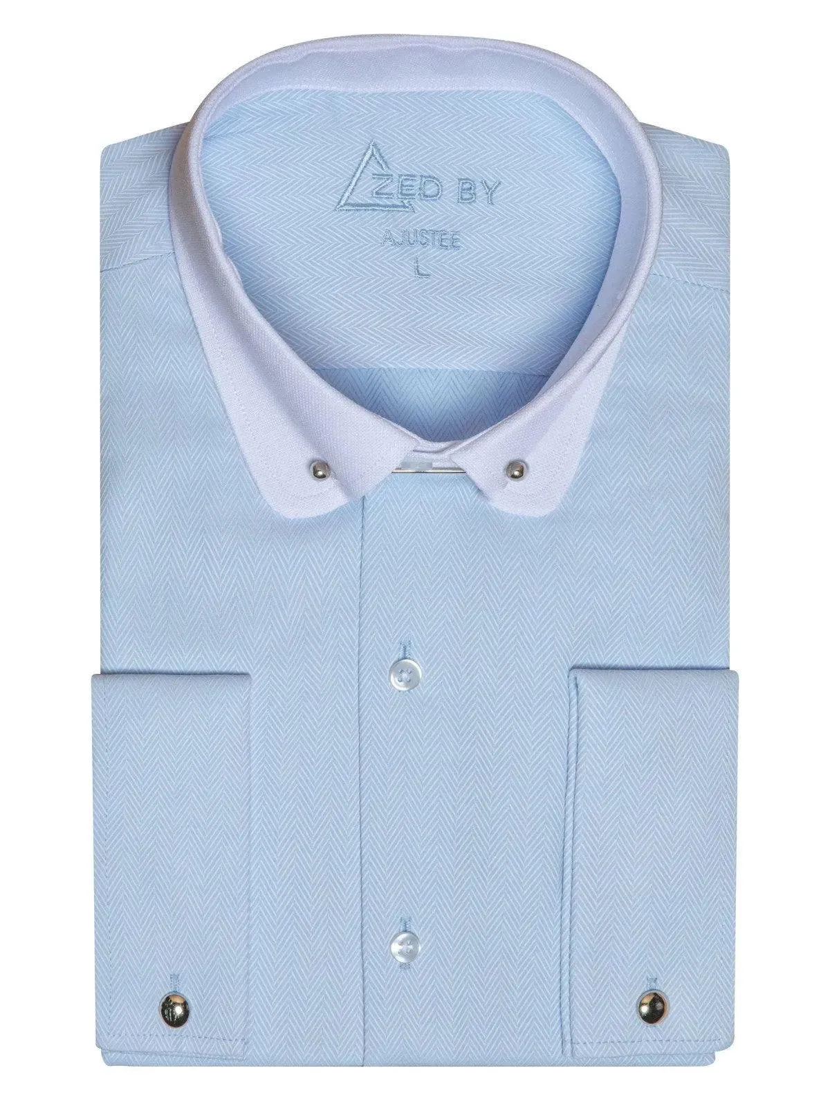 Chemise Col Barrette Chevron Bleue Ciel sold by Zedby