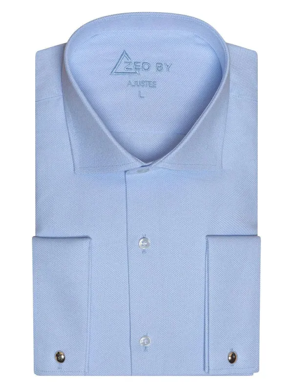 Chemise Col Italien  Bleue Ciel made by Zedby