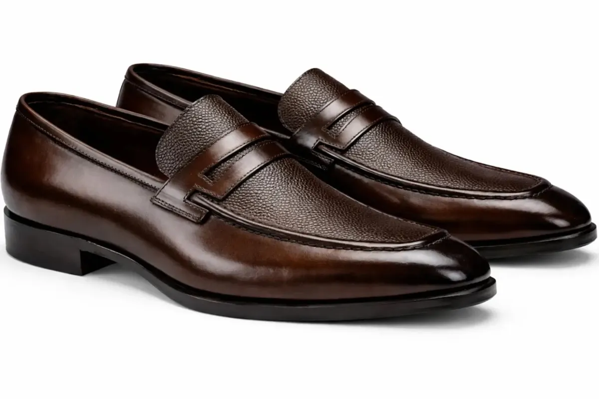 Chaussure Mocassin Cuir Marron Granule LUPIN made by Zedby