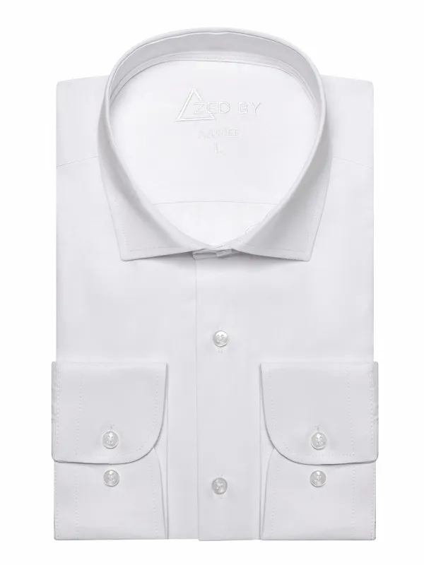 Chemise blanc Col Italien Poignet Simple made by Zedby