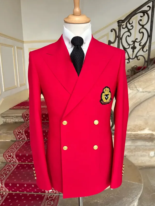 Veste Blazer Croisé Rouge Écusson made by Zedby