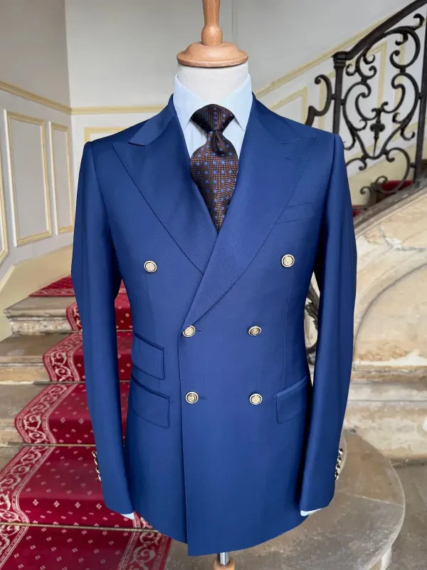 Veste Blazer Croisé Bleu Roi Laine Froide made by Zedby