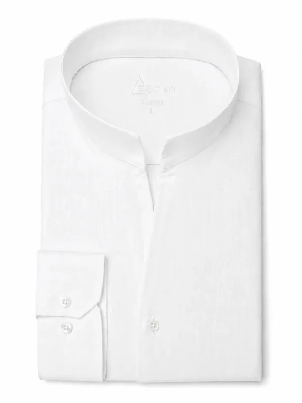 Chemise Col Indien Lin blanc made by Zedby