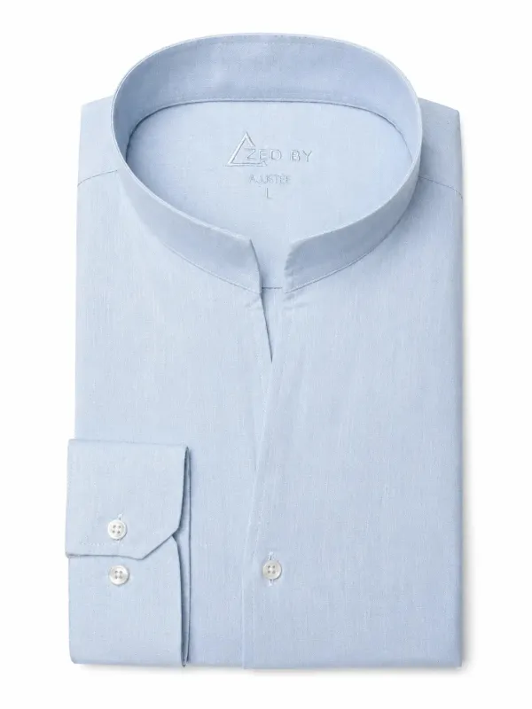 Chemise Col Indien Lin Bleu Ciel made by Zedby