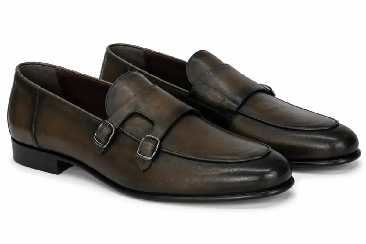 Chaussure Richelieu Cuir Bronze À Double Boucles MILANO made by Zedby