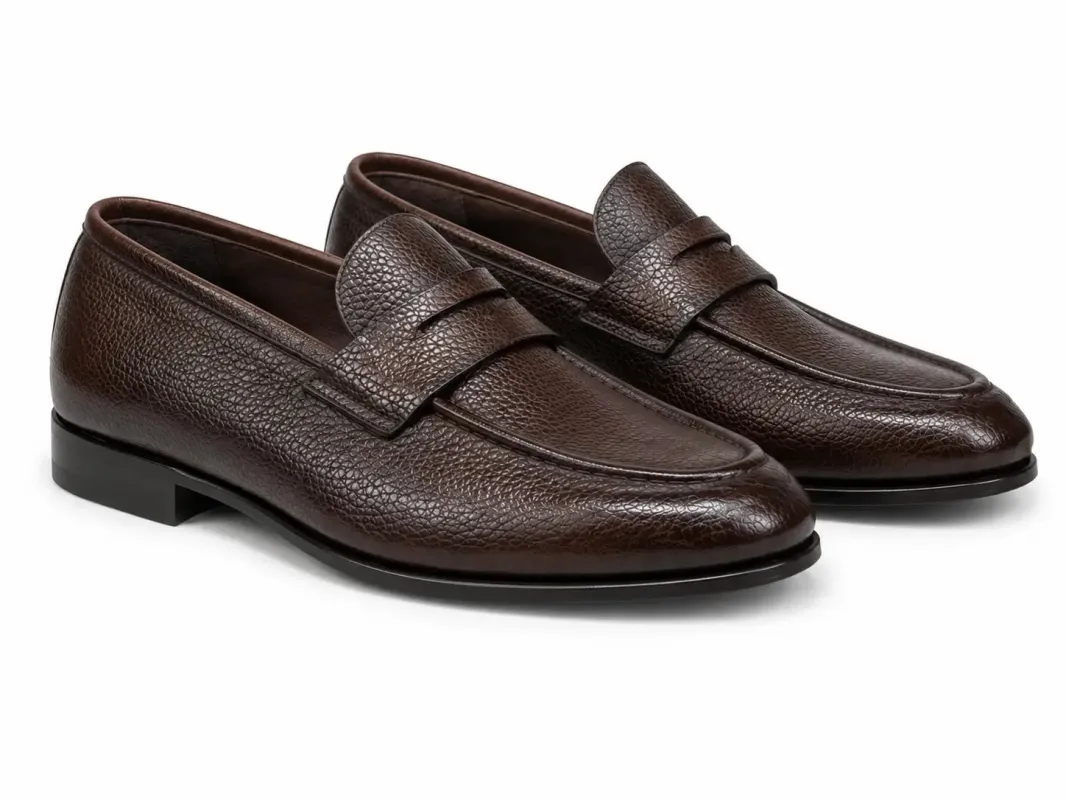 Chaussure Mocassin Cuir Marron Granule MILAN made by Zedby