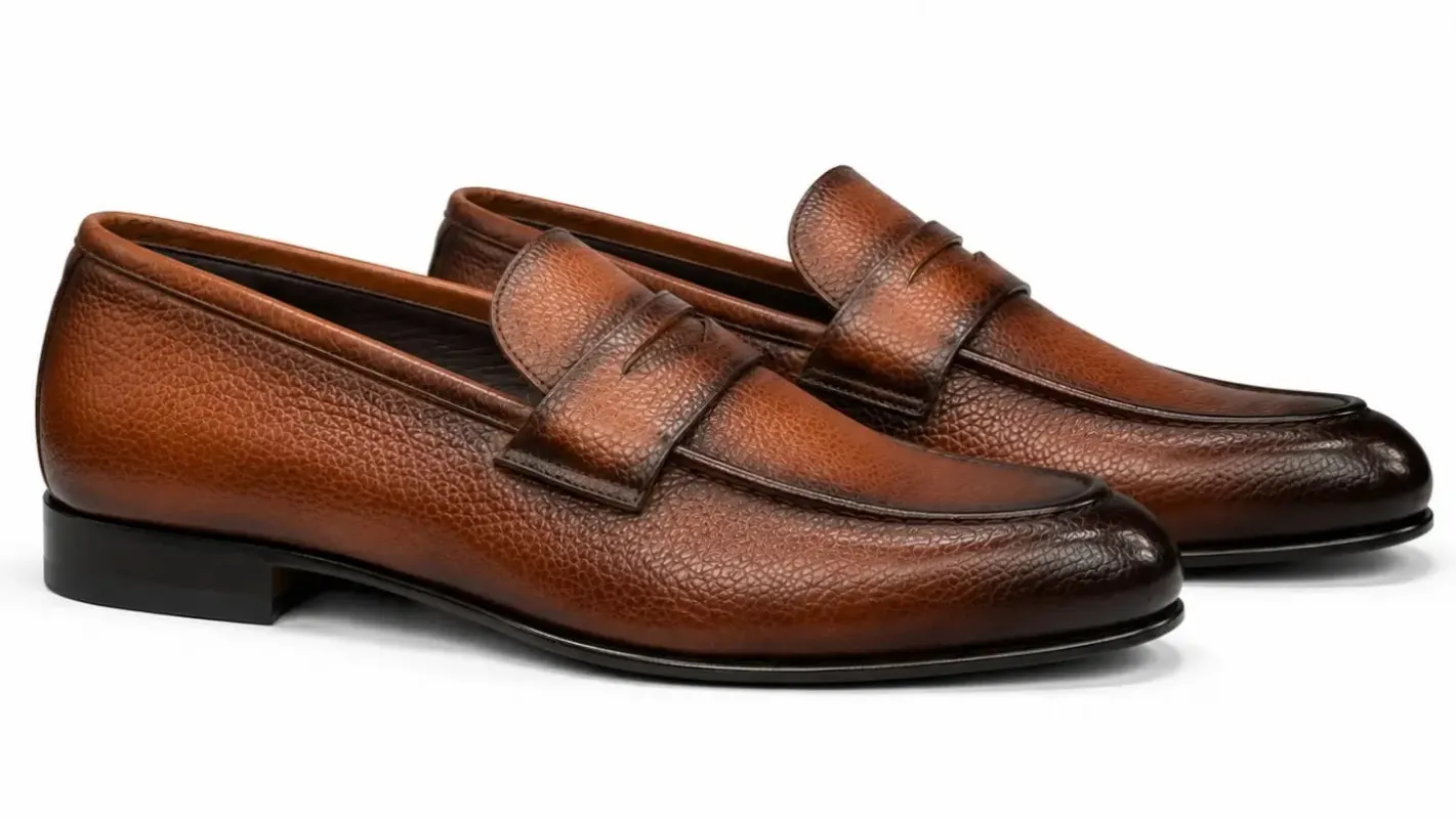 Chaussure Mocassin Cuir Gold Granule MILAN made by Zedby