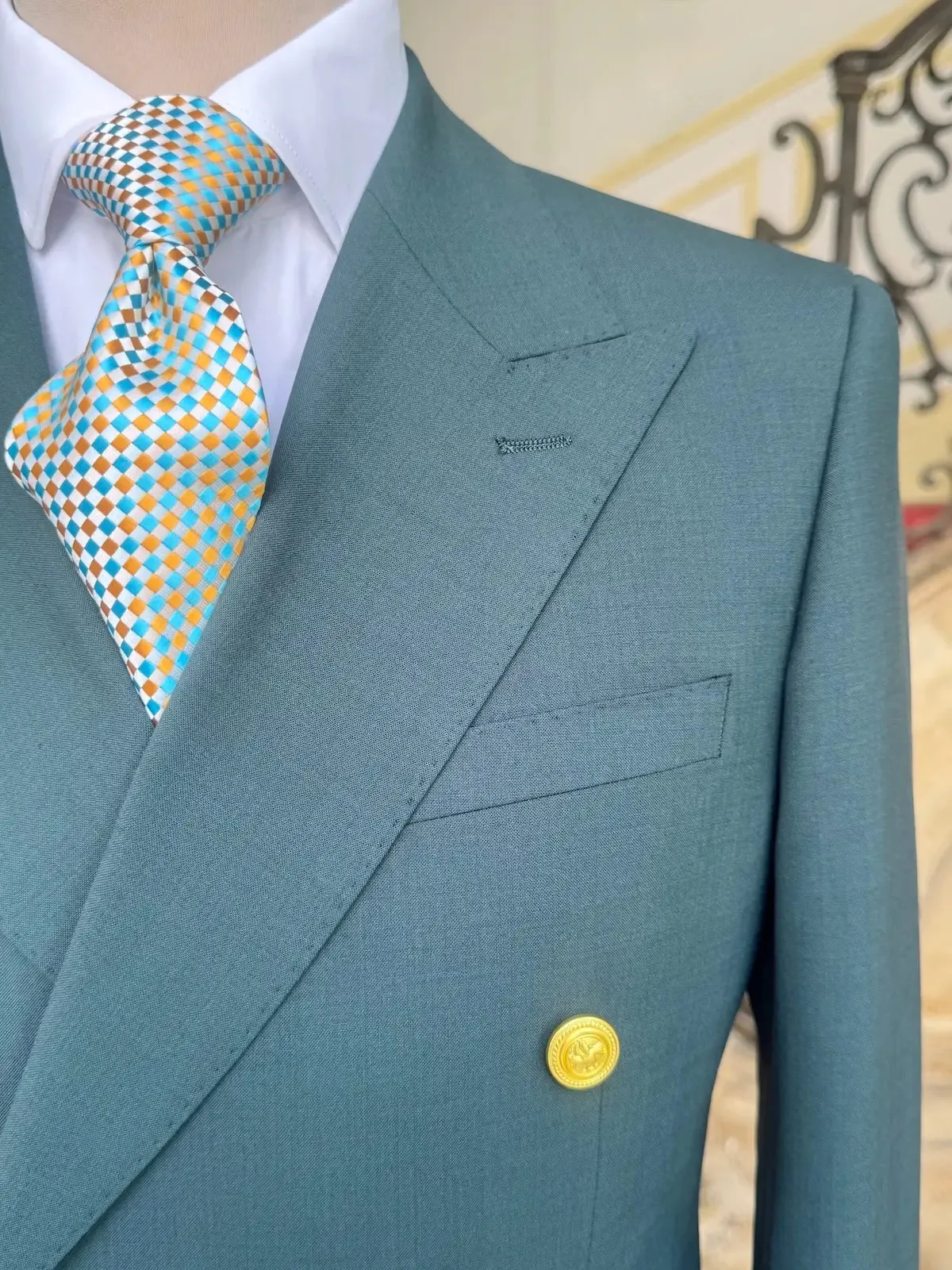 Veste Blazer Croisé Vert En Laine Froide sold by Zedby product image thumbnail 2