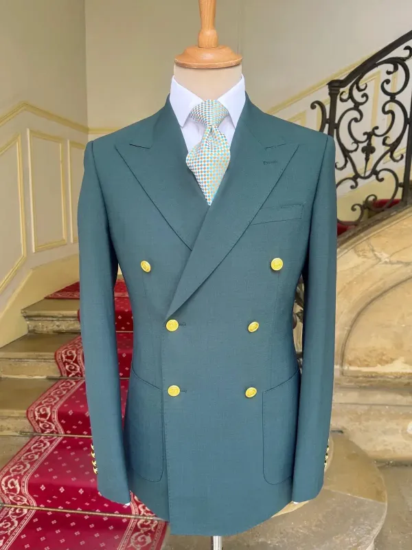 Veste Blazer Croisé Vert En Laine Froide made by Zedby