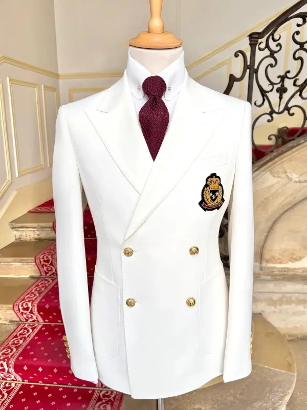 Veste Blazer Croisé Blanc Écusson made by Zedby