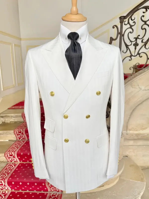 Veste Blazer Croisé Blanc Ton sur Ton made by Zedby
