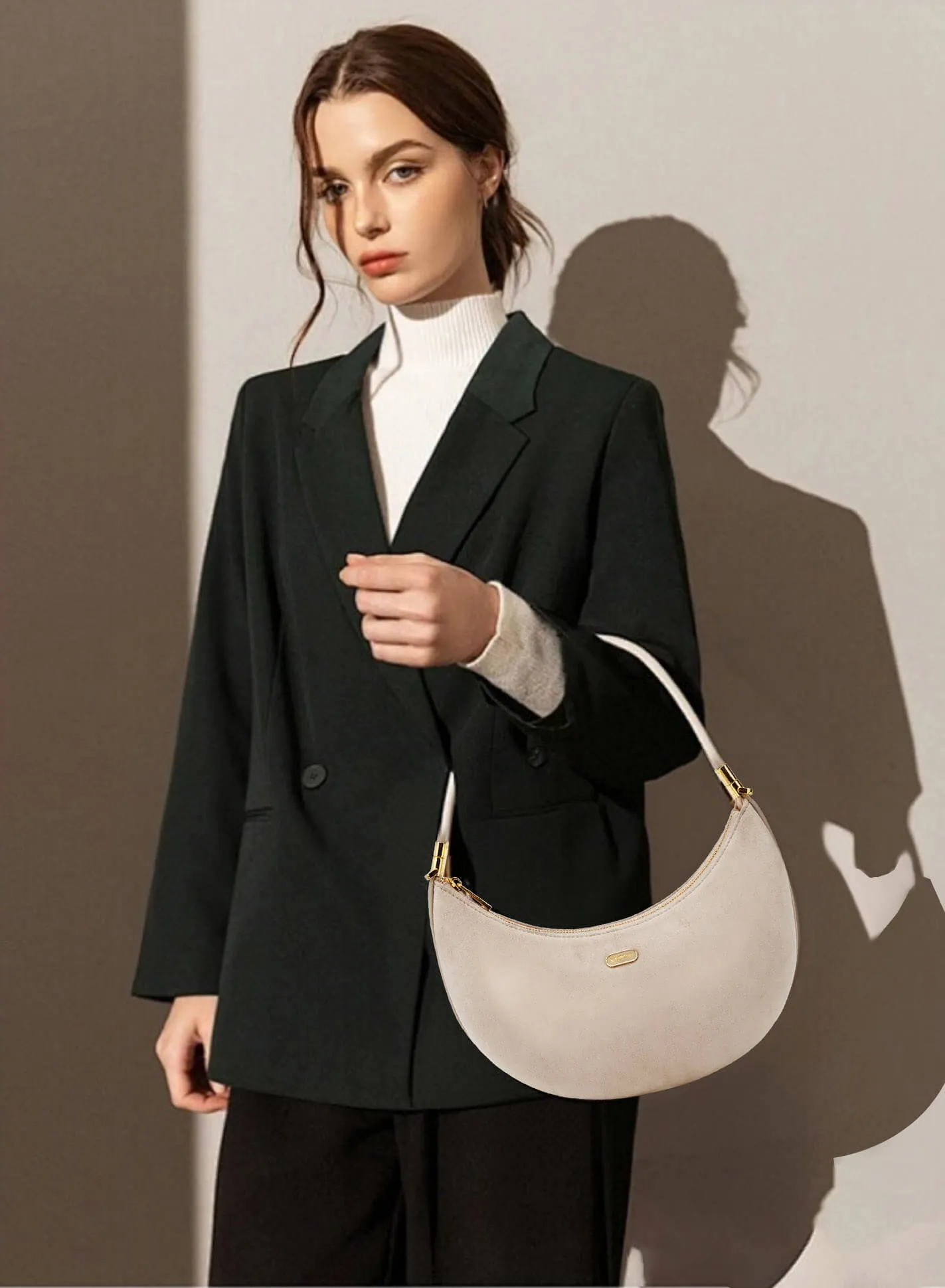 Zoey Shoulder Crossbody Bag - Ivory Fake Suede sold by Sinbono product image thumbnail 2