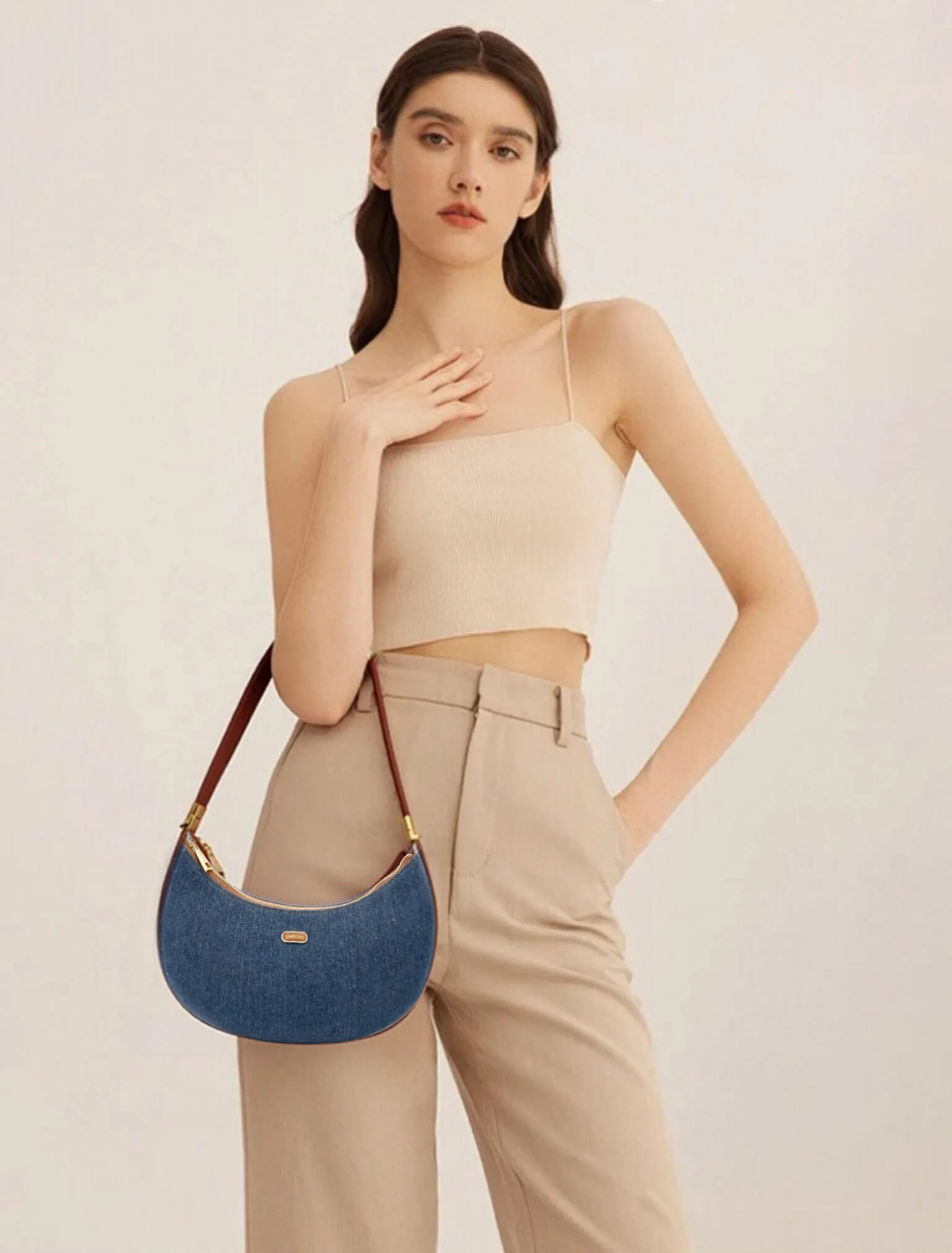 Zoey Shoulder Crossbody Bag - Dark Blue&Brown sold by Sinbono product image thumbnail 3