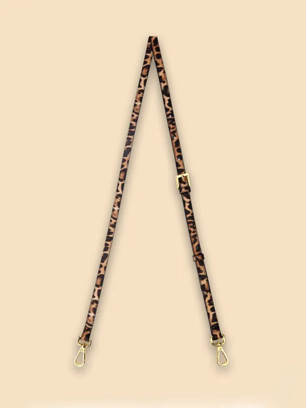 Long Shoulder Strap -  Brown leopard print made by Sinbono