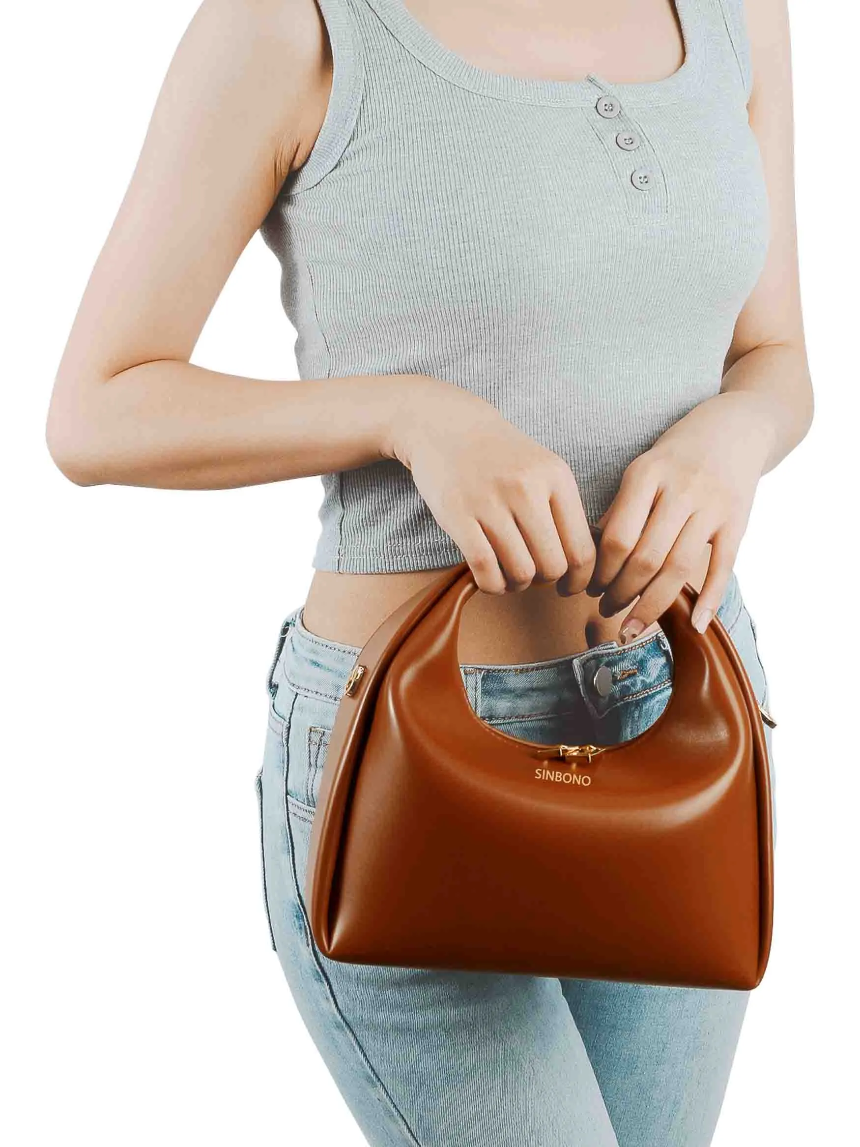 Medium Vienna Top Handle Crossbody Bag - Brown sold by Sinbono product image thumbnail 3