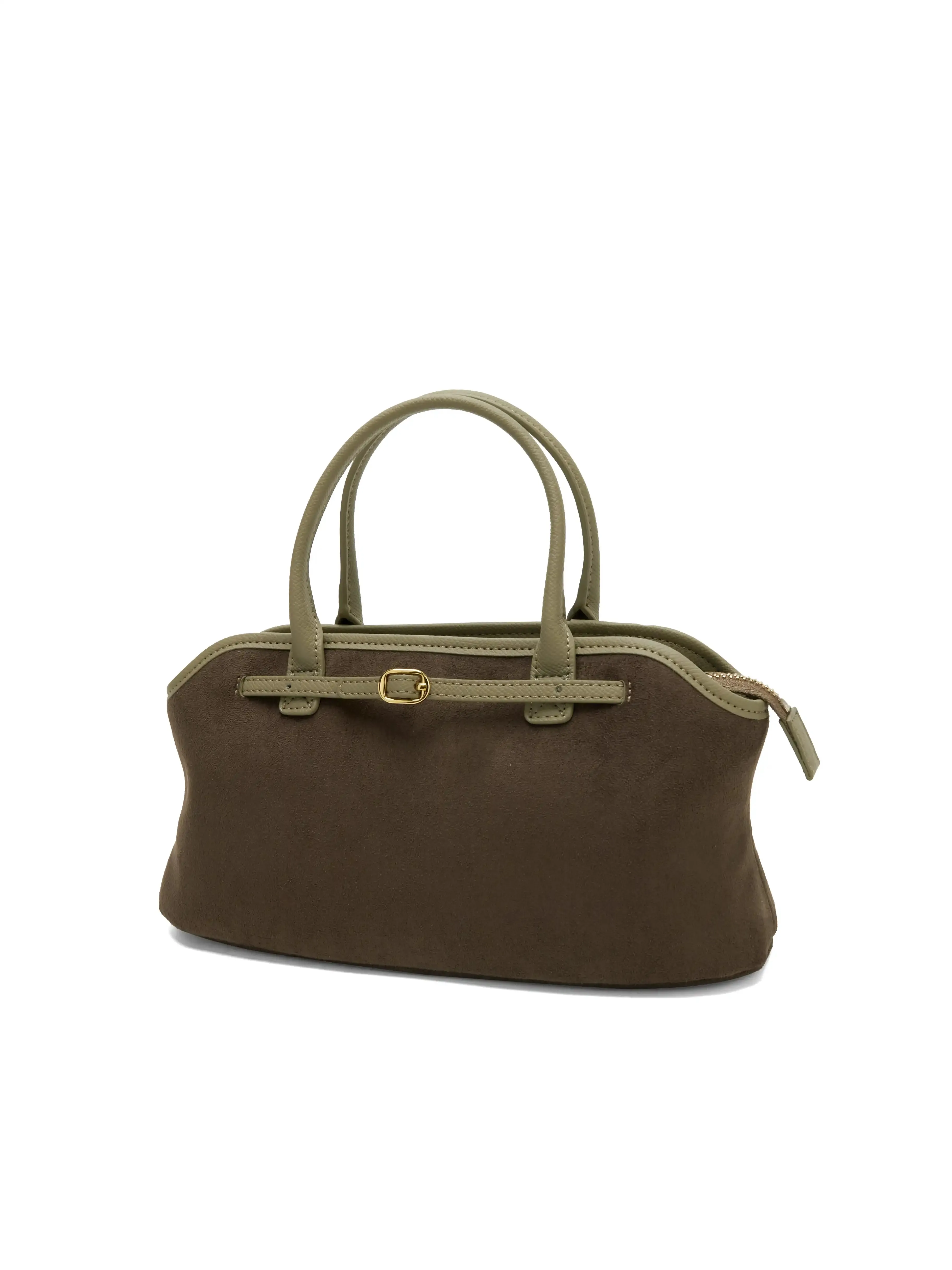 Mireille Top Handle Crossbody Bag - Dark Green Fake Suede sold by Sinbono product image thumbnail 2