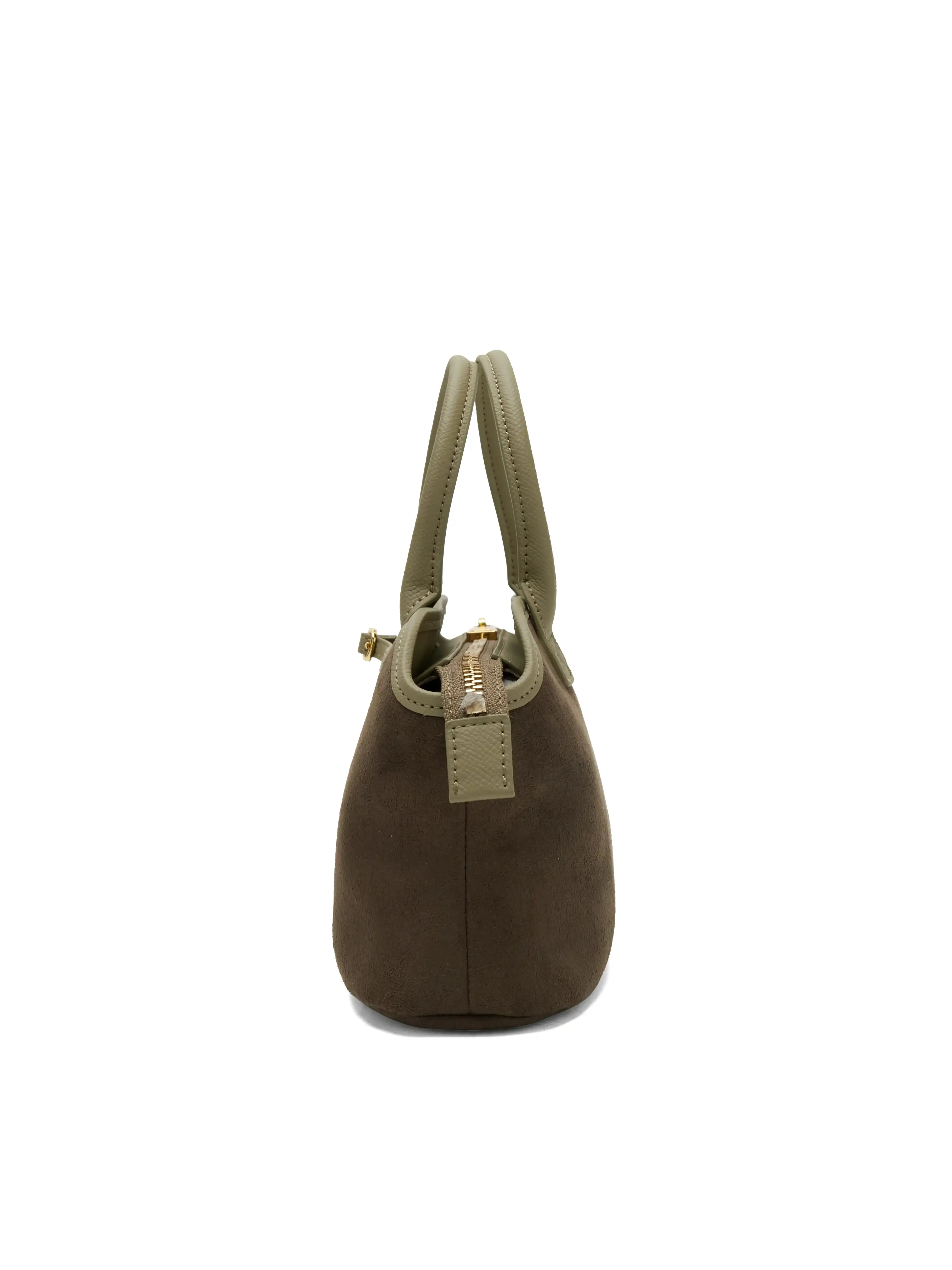 Mireille Top Handle Crossbody Bag - Dark Green Fake Suede sold by Sinbono product image thumbnail 4
