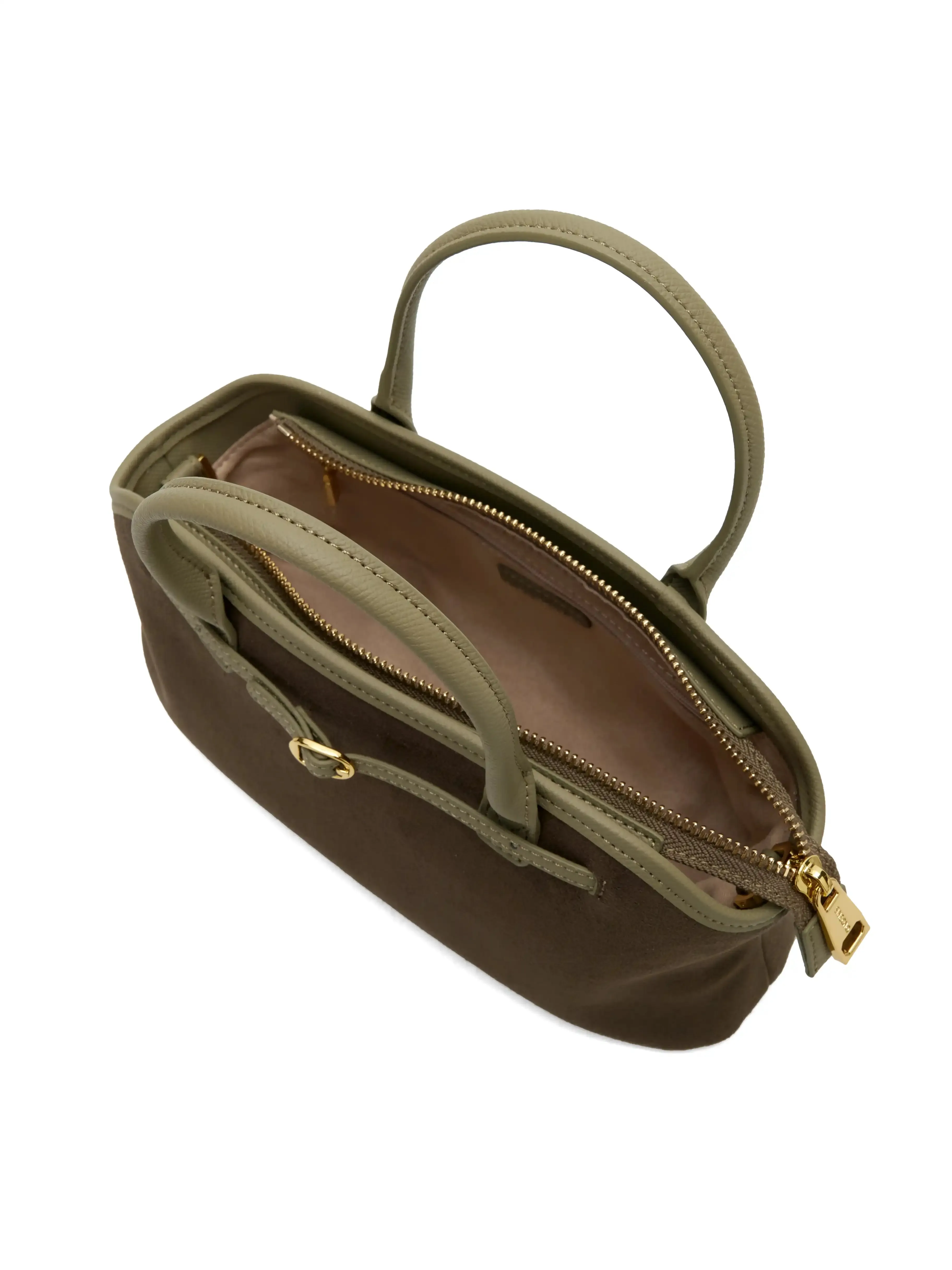 Mireille Top Handle Crossbody Bag - Dark Green Fake Suede sold by Sinbono product image thumbnail 3