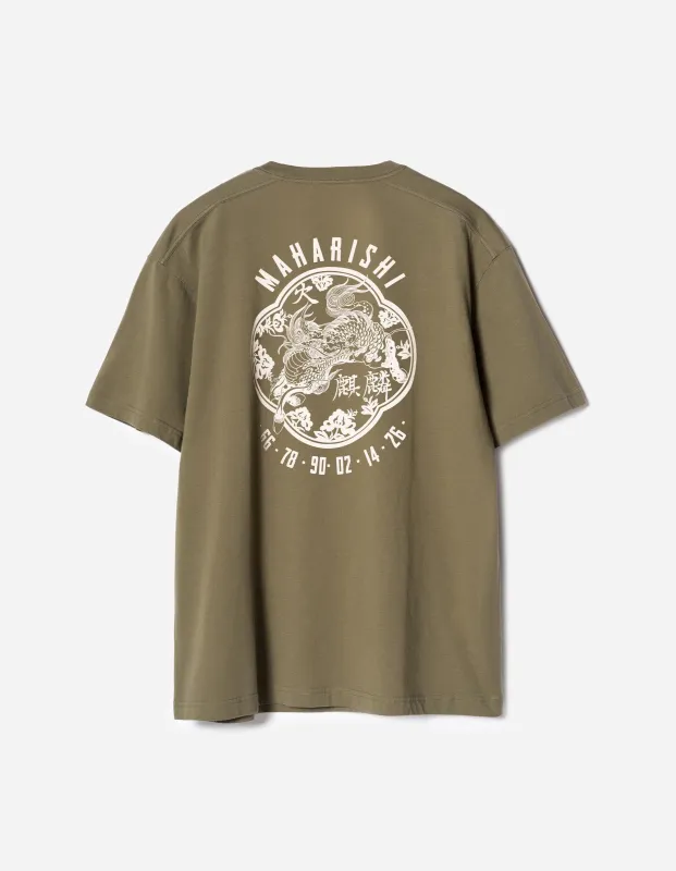 7238 Paper Cut Kirin T-Shirt Olive OG-107F made by Maharishi