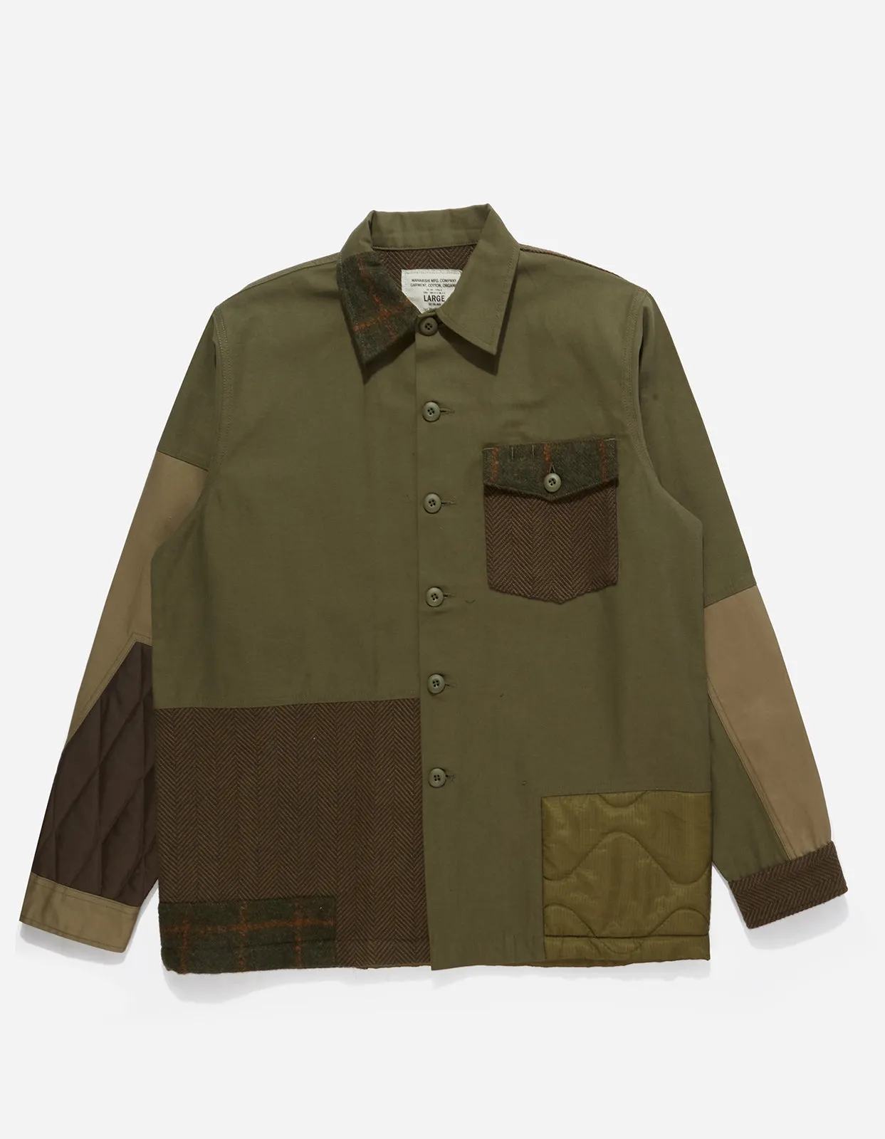 4084 Upcycled Utility Overshirt Olive sold by Maharishi