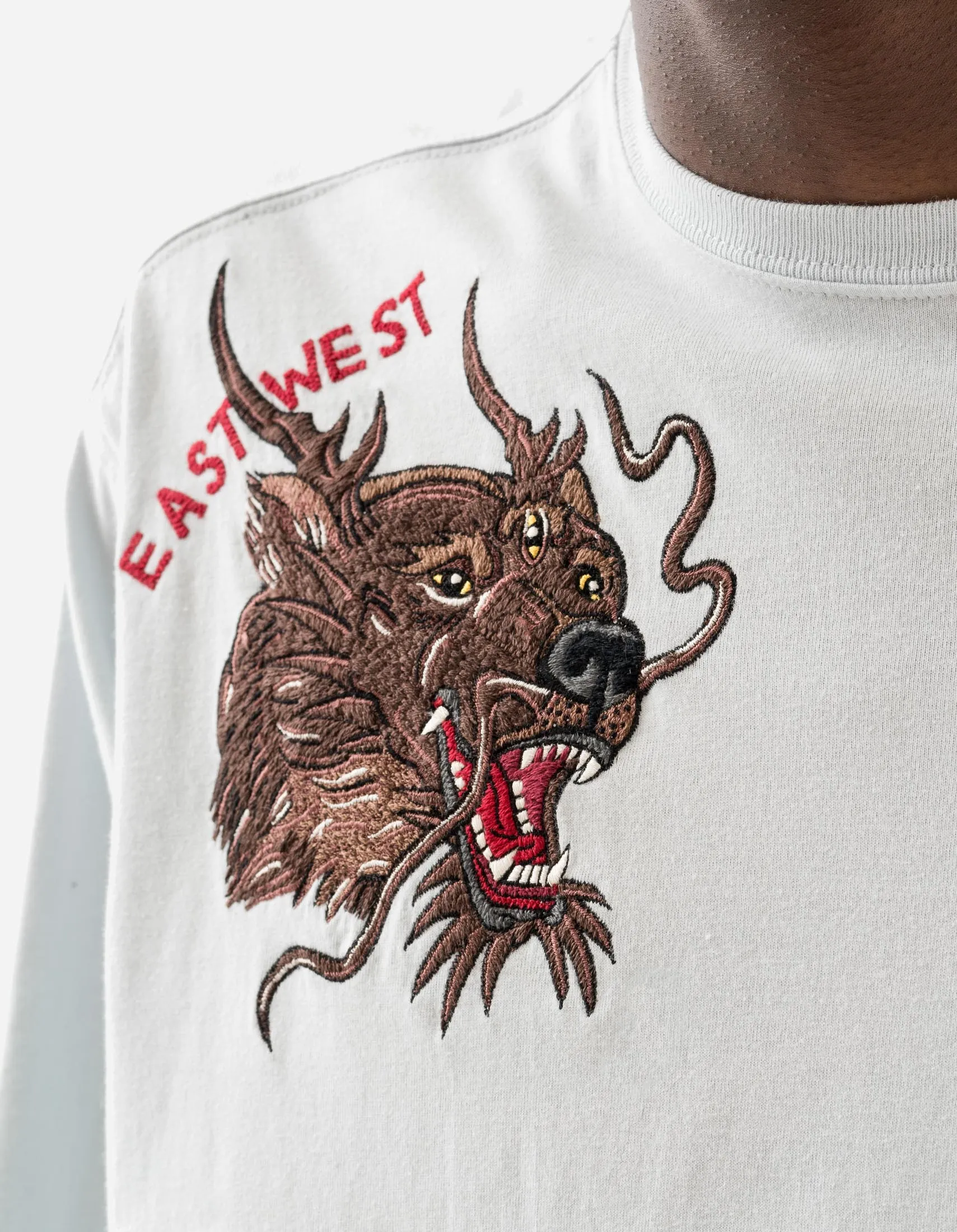 7090 Duality Bering Bears Embroidered L/S T-Shirt Ice Blue sold by Maharishi product image thumbnail 4