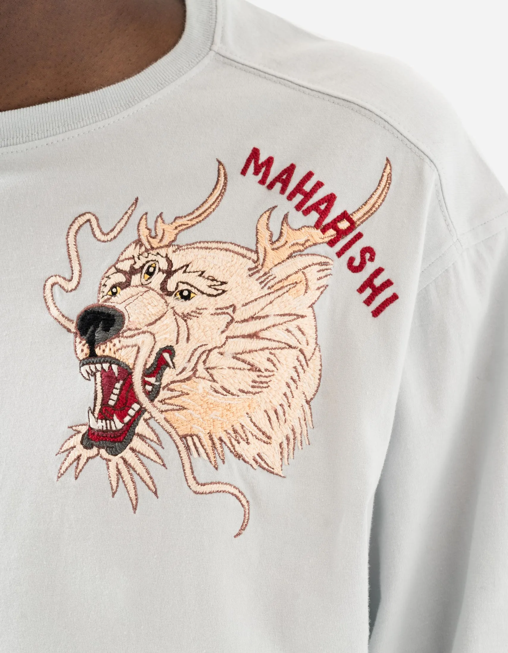 7090 Duality Bering Bears Embroidered L/S T-Shirt Ice Blue sold by Maharishi product image thumbnail 3