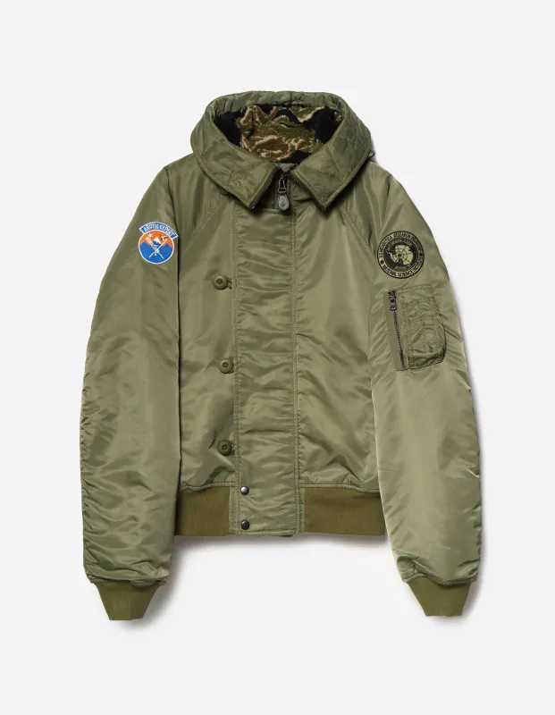 7215 Asym Arctic N2B Parka Olive sold by Maharishi