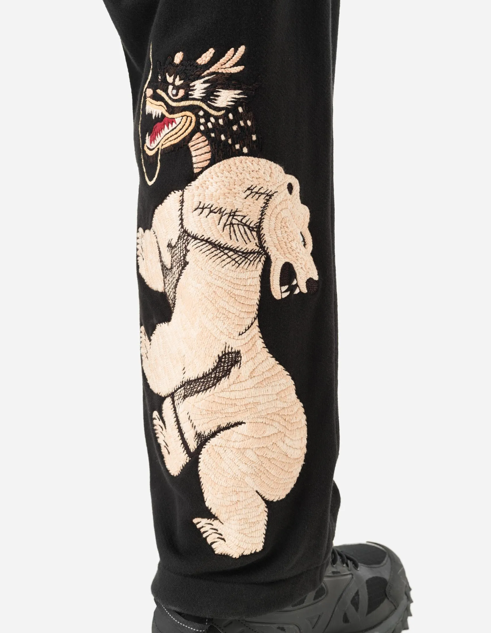 7091 Bering Strait Embroidered Asym Sweatpants Black sold by Maharishi product image thumbnail 4